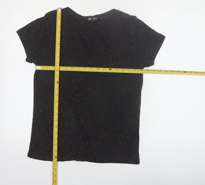 Superdry Women's Black V-Neck Short Sleeve Jersey T-Shirt Size 8