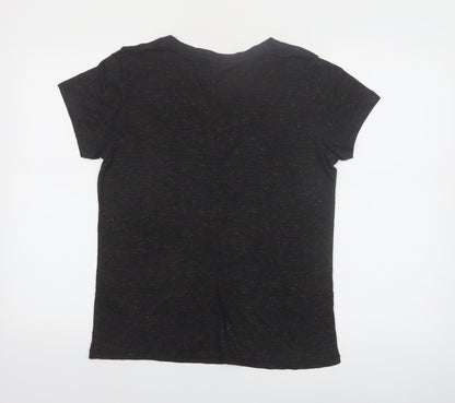 Superdry Women's Black V-Neck Short Sleeve Jersey T-Shirt Size 8