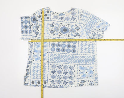 Next Women's Blue Floral Short Sleeve Tunic Blouse Size 16