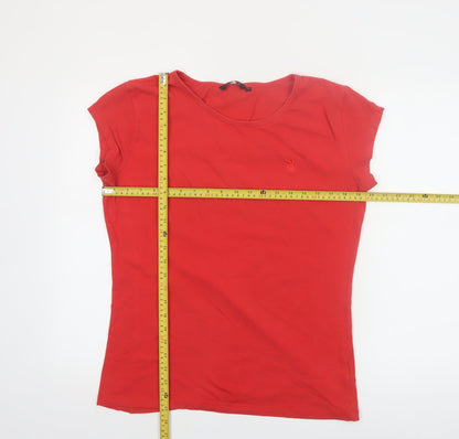 Playboy Womens Red Slim Fit Short Sleeve Stretch Cotton T-Shirt Size 16
