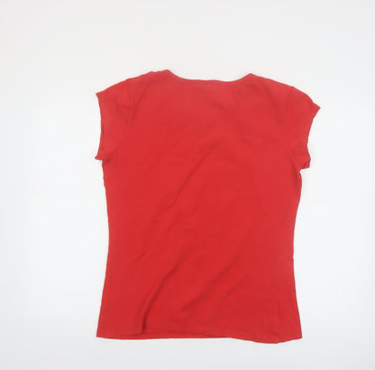 Playboy Womens Red Slim Fit Short Sleeve Stretch Cotton T-Shirt Size 16