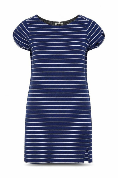 White Stuff Women’s Blue Striped Cotton T-Shirt Dress UK 12