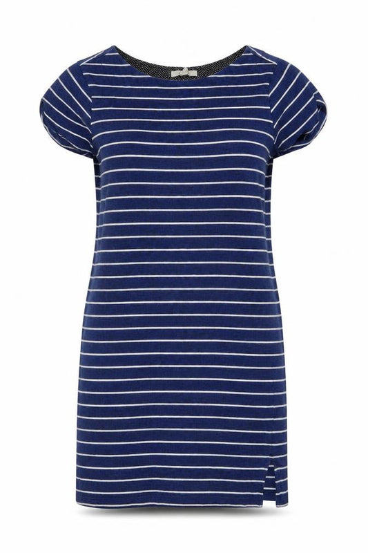 White Stuff Women’s Blue Striped Cotton T-Shirt Dress UK 12
