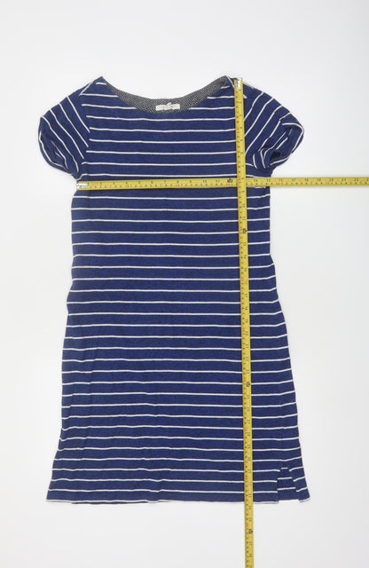 White Stuff Women’s Blue Striped Cotton T-Shirt Dress UK 12