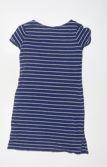 White Stuff Women’s Blue Striped Cotton T-Shirt Dress UK 12