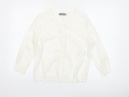Mint Velvet Women White Size 10 Open Knit Cotton Cardigan