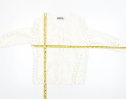 Mint Velvet Women White Size 10 Open Knit Cotton Cardigan