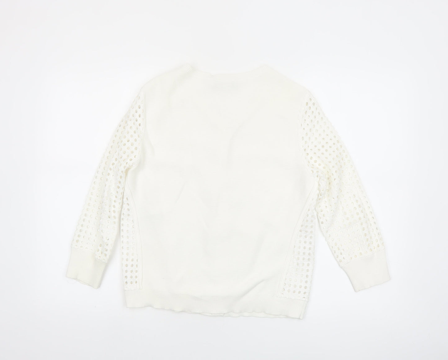 Mint Velvet Women White Size 10 Open Knit Cotton Cardigan