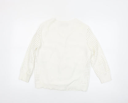 Mint Velvet Women White Size 10 Open Knit Cotton Cardigan