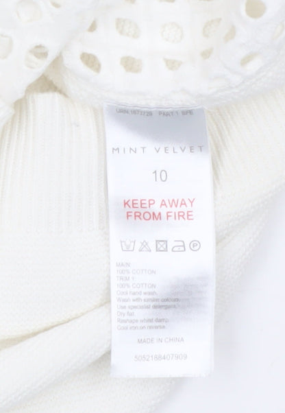Mint Velvet Women White Size 10 Open Knit Cotton Cardigan