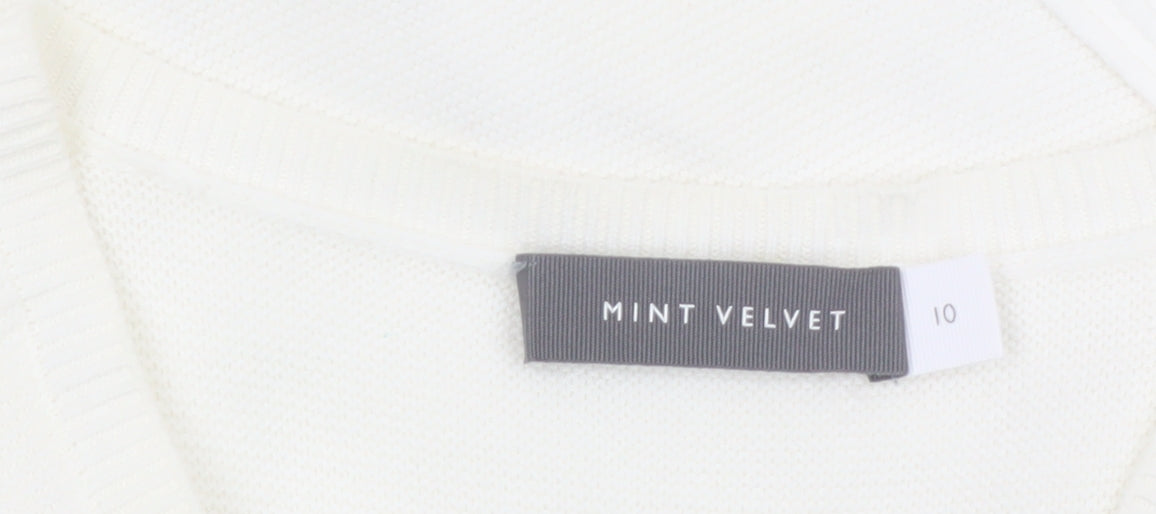 Mint Velvet Women White Size 10 Open Knit Cotton Cardigan
