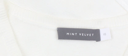 Mint Velvet Women White Size 10 Open Knit Cotton Cardigan