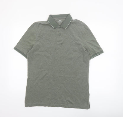 Marks and Spencer Men's Green Regular Fit Polo Shirt M