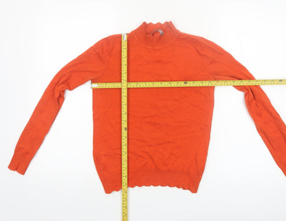 Oasis Womens Orange Mock Neck Long Sleeve Cotton Knit Jumper XS