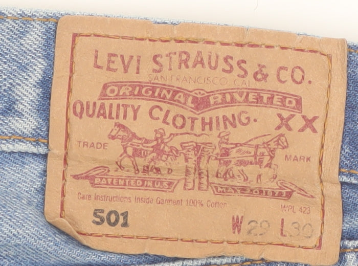 Levi’s 501 Mens Blue Light Wash Straight Fit Jeans W29 L30