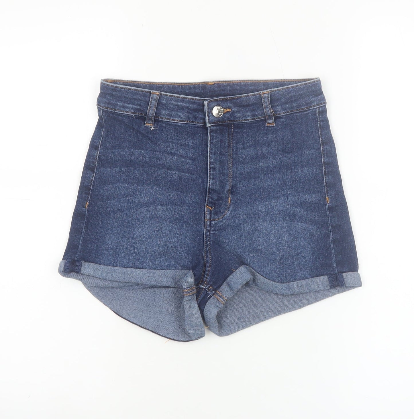 H&M Women’s Blue Denim High Rise Shorts Size 10 Regular Fit