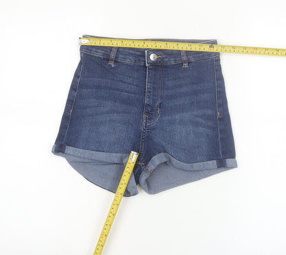 H&M Women’s Blue Denim High Rise Shorts Size 10 Regular Fit