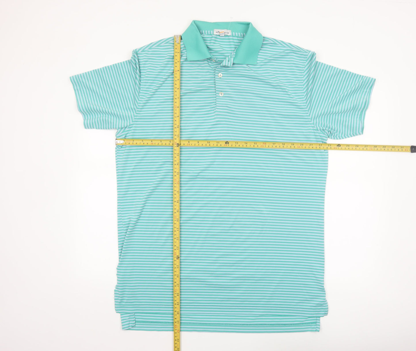 Peter Millar Men's Blue Striped Performance Polo Shirt M