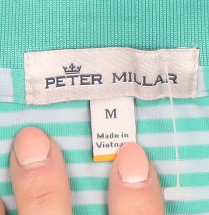 Peter Millar Men's Blue Striped Performance Polo Shirt M