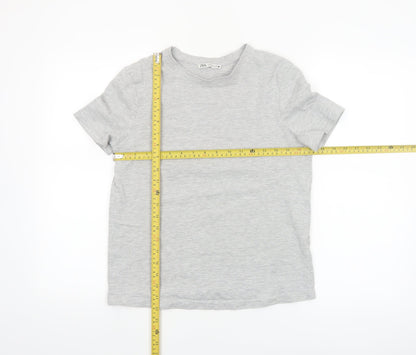 Zara Women Grey Basic Short Sleeve Cotton T-Shirt Size S