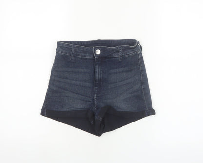 H&M Divided Women's Blue Denim High Rise Stretch Hot Pants Shorts Size 10
