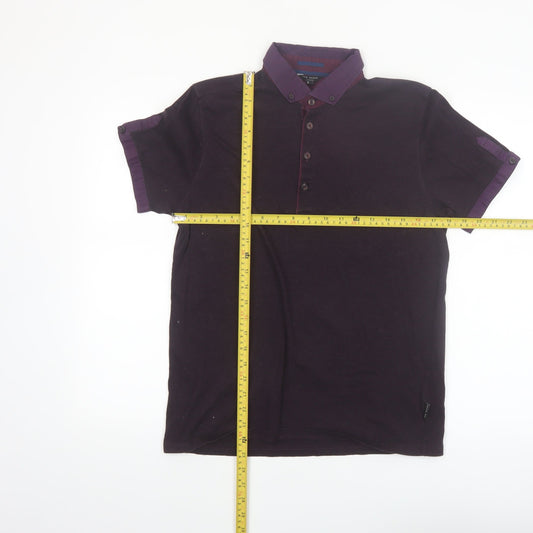 Ted Baker Men’s Purple Cotton Button-Down Polo Shirt Size M