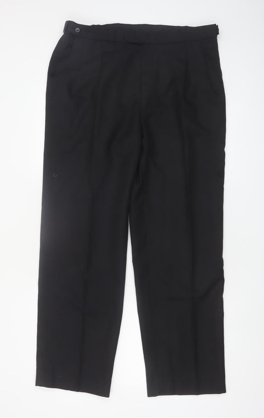 Marks and Spencer St Michael Men’s Black 36x31 Wool Blend Pleated Dress Pants