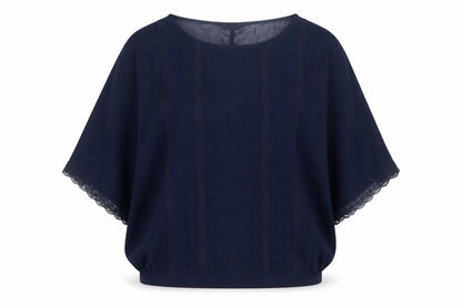 Dorothy Perkins Women's Blue Lace Trim Tunic Blouse Size 14
