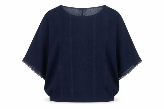 Dorothy Perkins Women's Blue Lace Trim Tunic Blouse Size 14