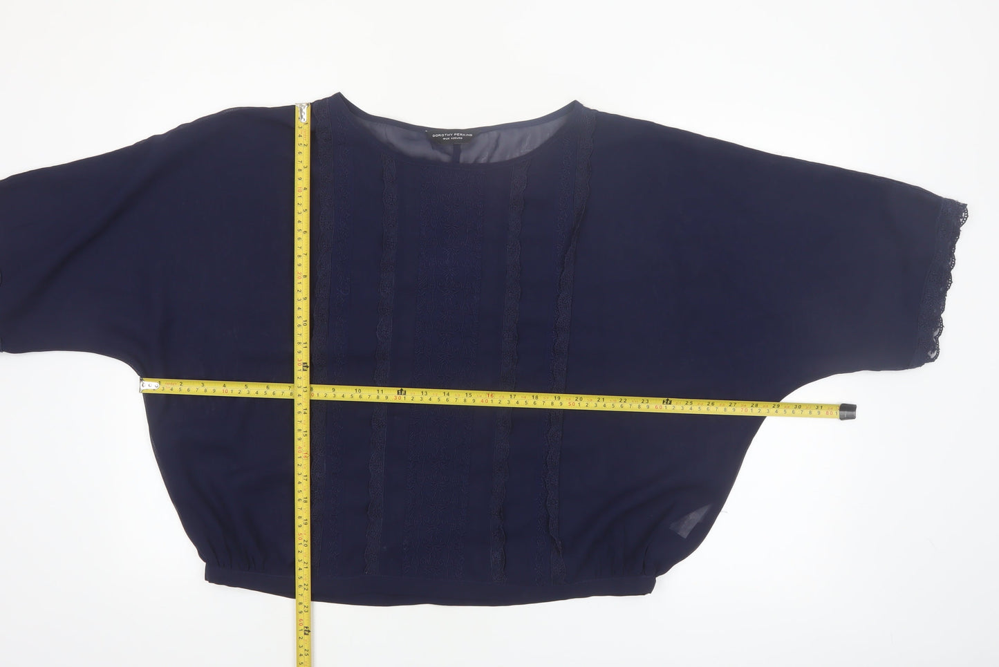 Dorothy Perkins Women's Blue Lace Trim Tunic Blouse Size 14