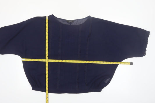 Dorothy Perkins Women's Blue Lace Trim Tunic Blouse Size 14