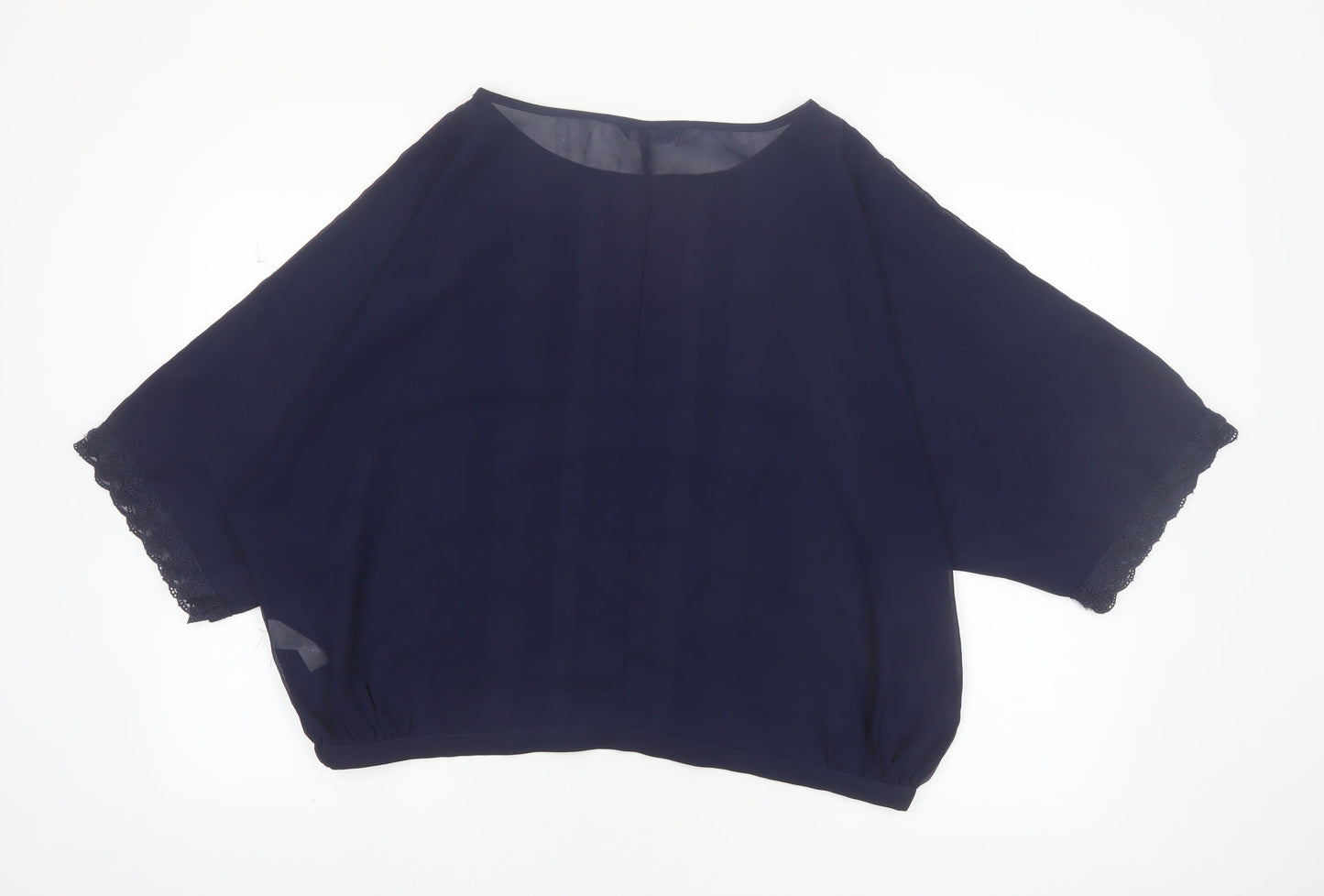 Dorothy Perkins Women's Blue Lace Trim Tunic Blouse Size 14