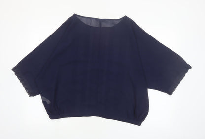 Dorothy Perkins Women's Blue Lace Trim Tunic Blouse Size 14