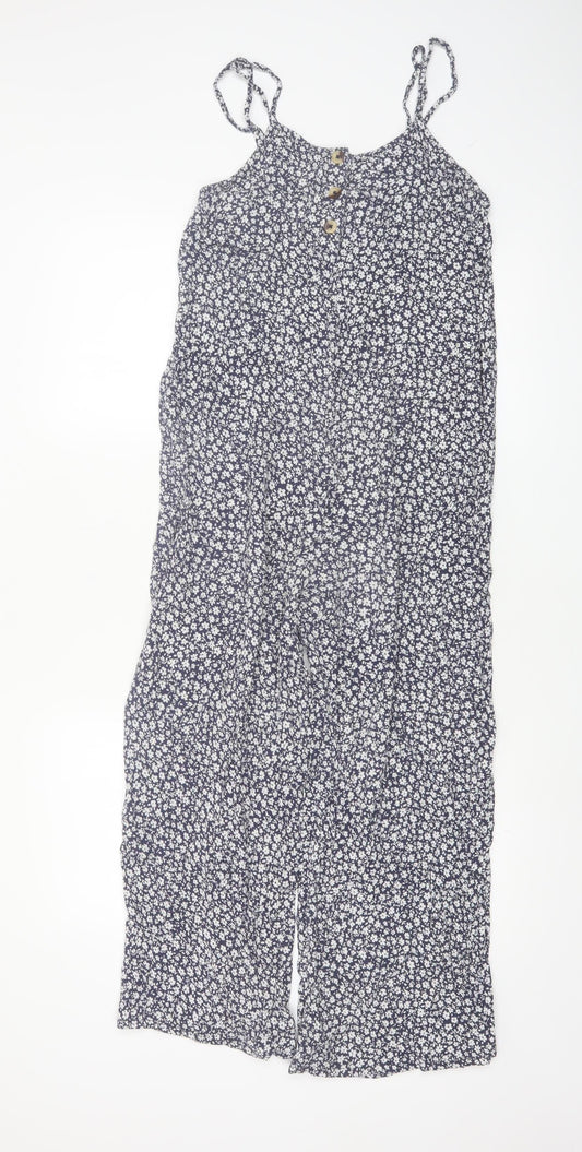 Accessorize Women's Navy Floral Jumpsuit UK 8 Sleeveless Summer Playsuit