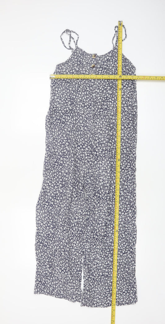Accessorize Women's Navy Floral Jumpsuit UK 8 Sleeveless Summer Playsuit