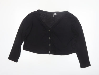 H&M Divided Women's Black V-Neck Button Cardigan Size M