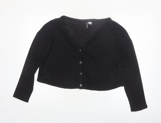 H&M Divided Women's Black V-Neck Button Cardigan Size M