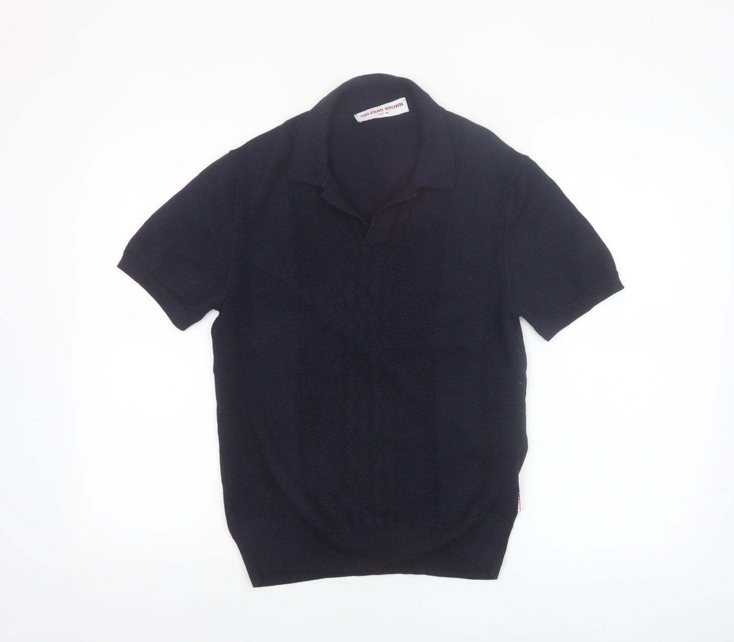 Orlebar Brown Men's Blue Merino Silk Polo Knit Jumper M