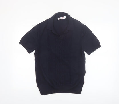Orlebar Brown Men's Blue Merino Silk Polo Knit Jumper M