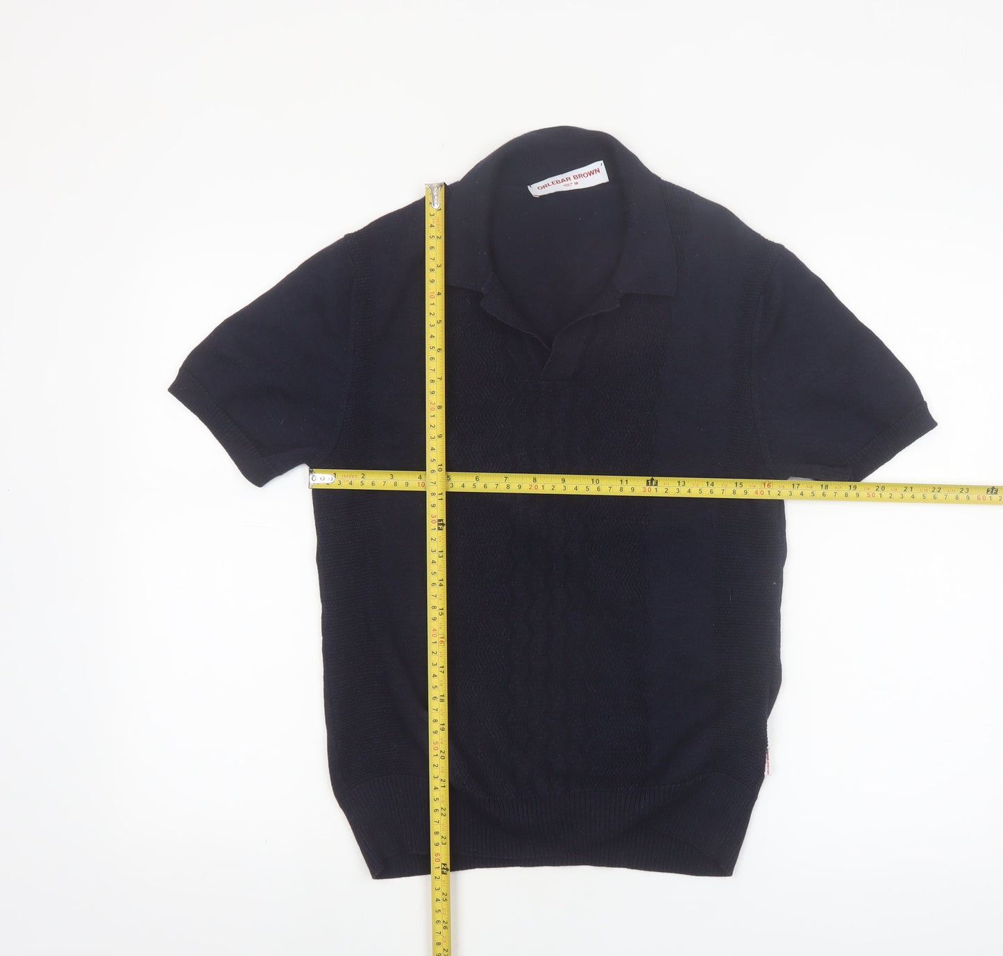Orlebar Brown Men's Blue Merino Silk Polo Knit Jumper M