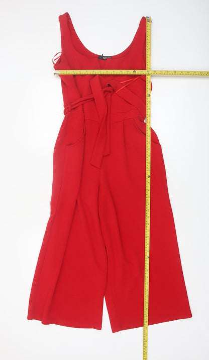 Quiz Women Red Jumpsuit Size 14 Sleeveless Belted Wide-Leg Playsuit