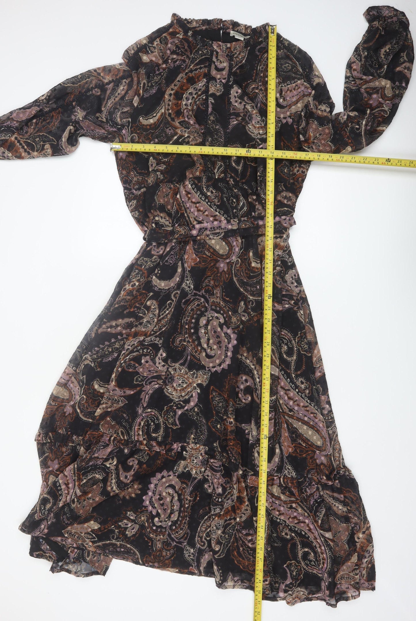 Oasis Petite Women's Multicoloured Paisley Midi Fit & Flare Dress Size 16