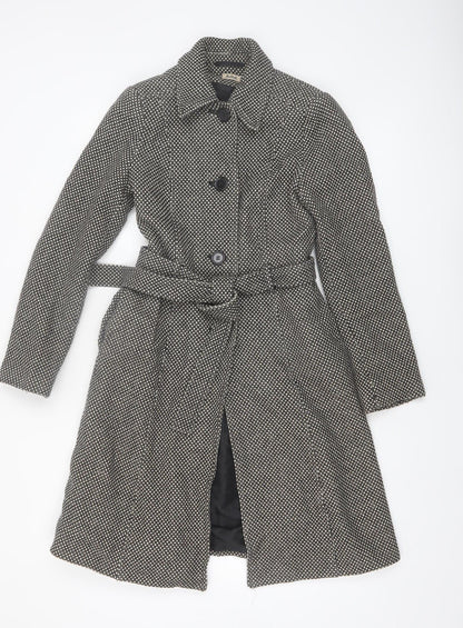 Killah Women's Black Tweed Belted Trench Coat Size M
