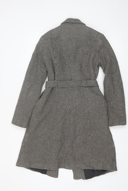 Killah Women's Black Tweed Belted Trench Coat Size M