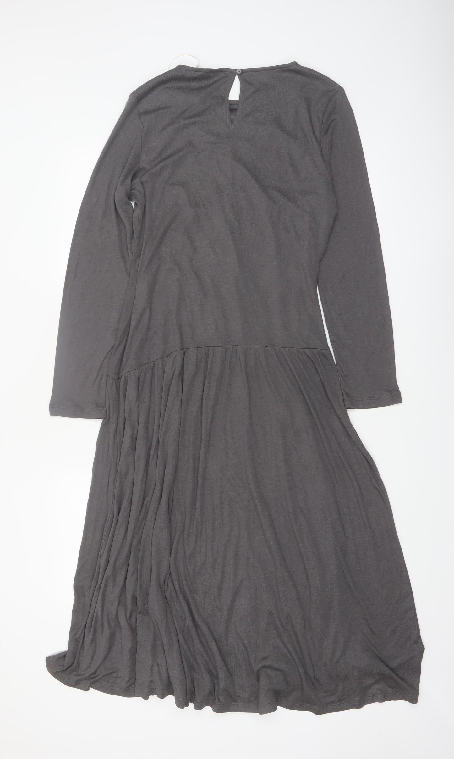 Marks and Spencer Women Grey Size 12 Midi Fit & Flare Dress