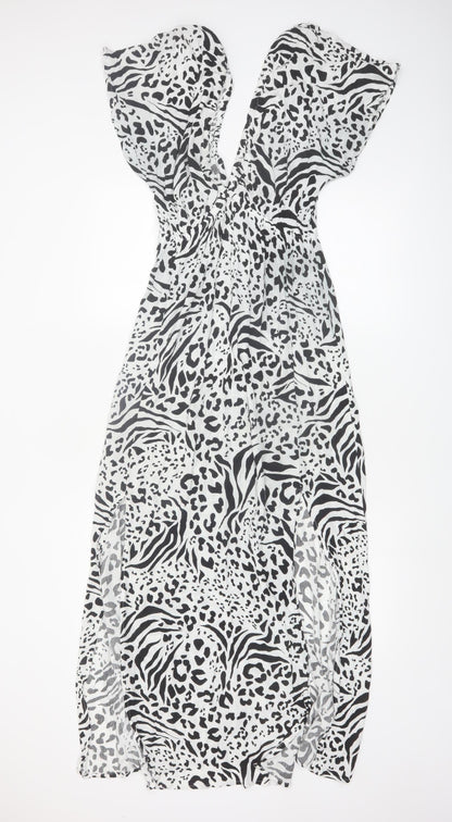 New Look Women’s Black Animal Print Maxi Dress Size M Viscose