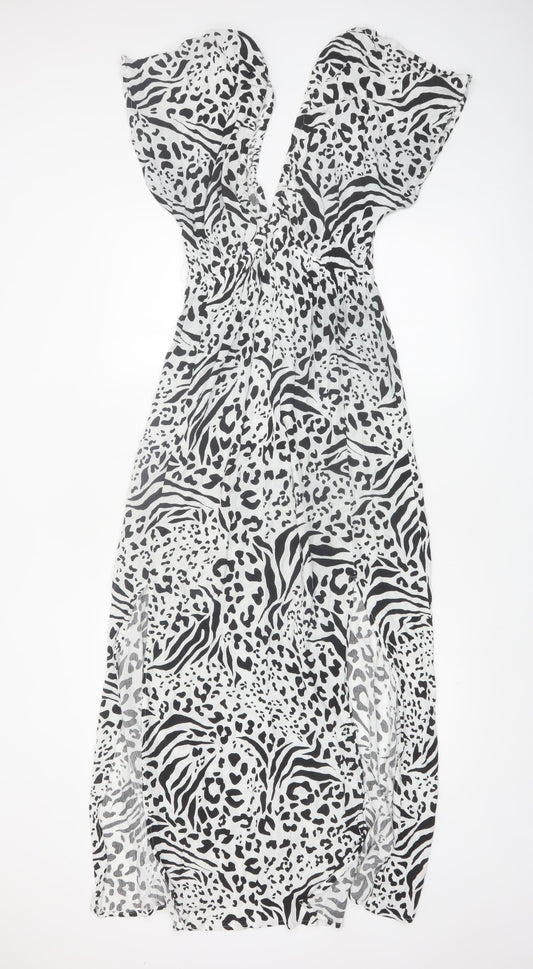New Look Women’s Black Animal Print Maxi Dress Size M Viscose