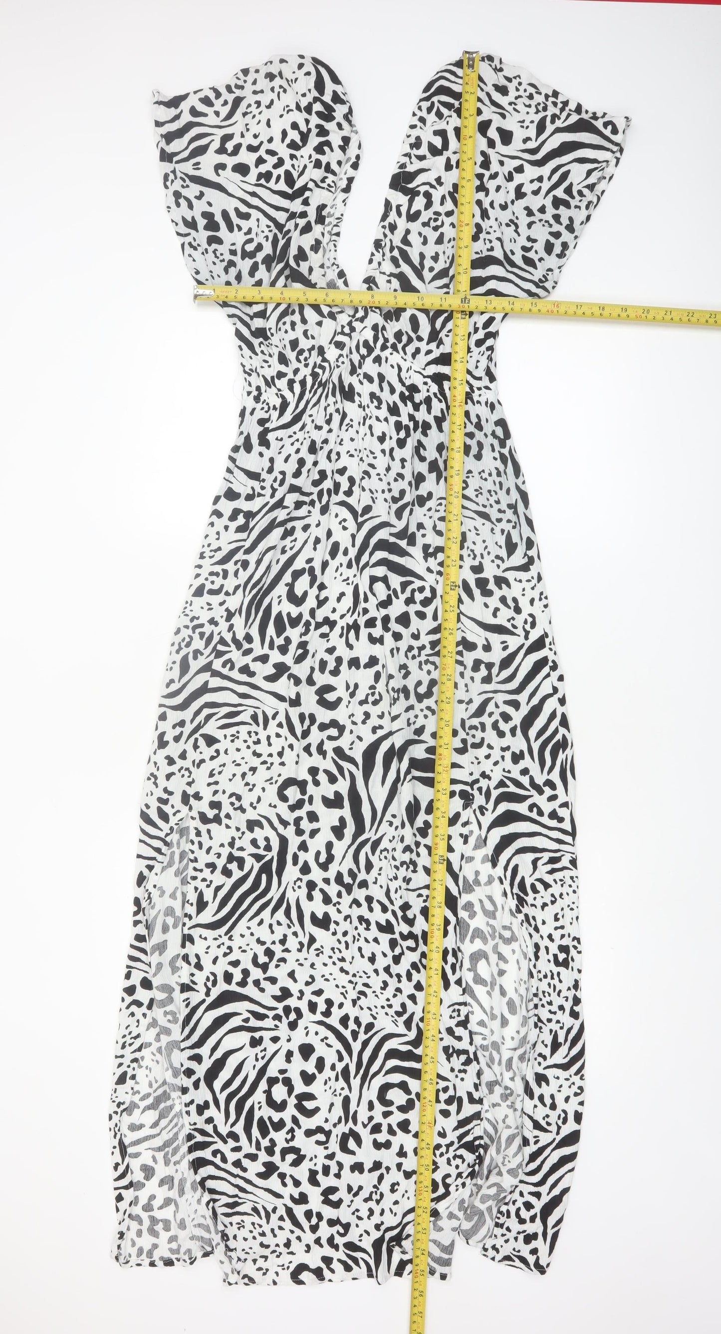 New Look Women’s Black Animal Print Maxi Dress Size M Viscose
