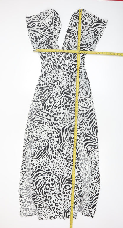 New Look Women’s Black Animal Print Maxi Dress Size M Viscose