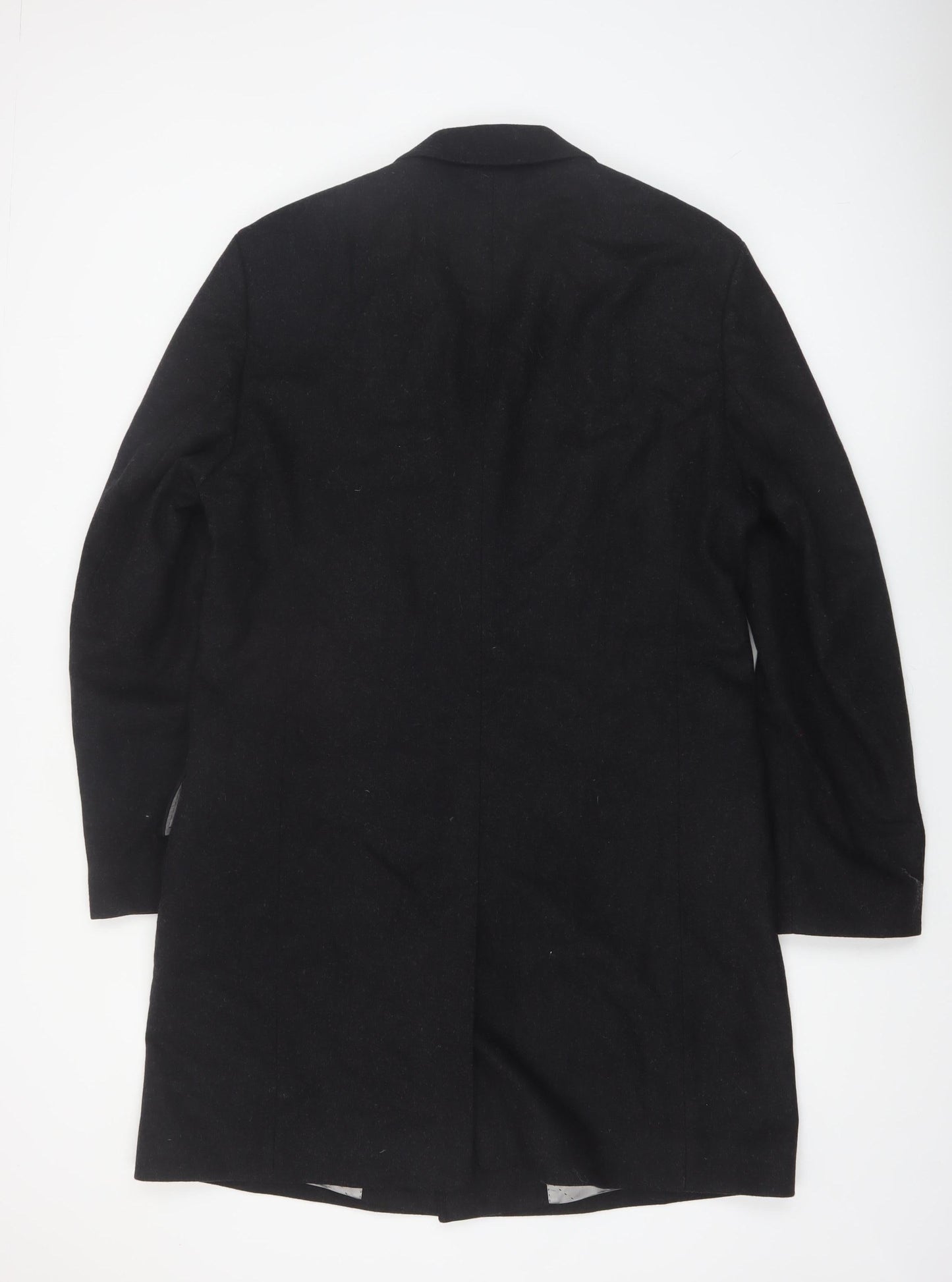 Hugo Boss Men's Black Wool Cashmere Long Overcoat Size 54